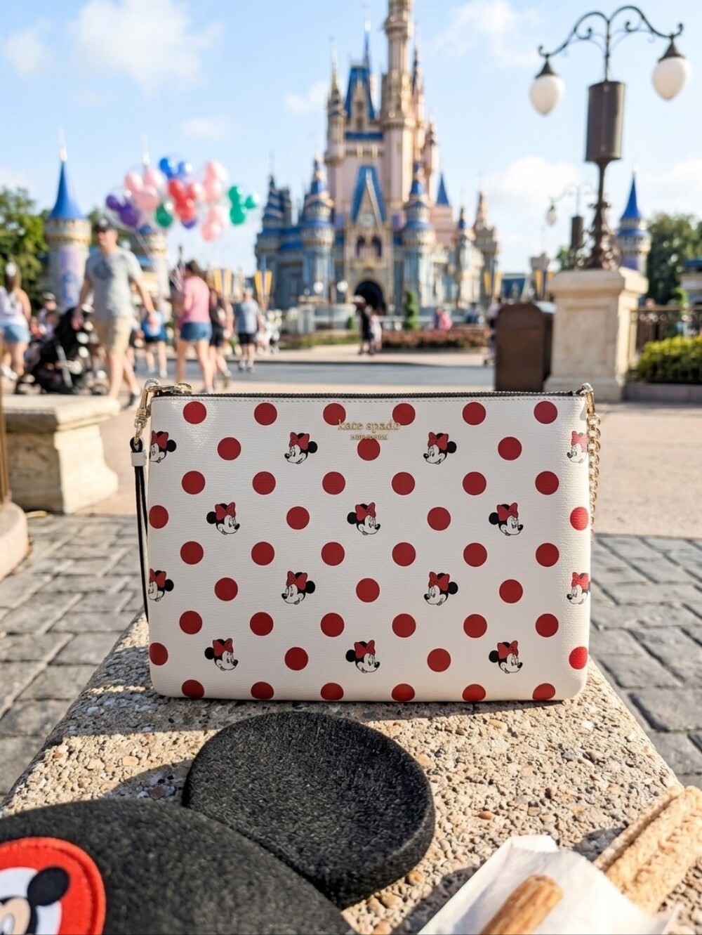 Kate Spade X Disney White & Red Polka Dot Minnie Mouse Large Wristlet